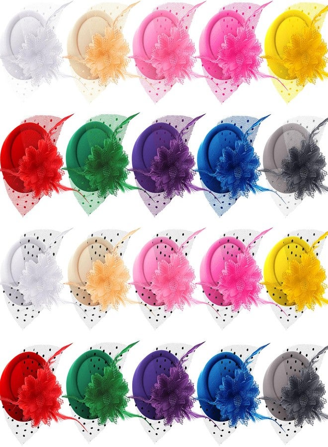 Glitinsel 20 Pcs Vintage Fascinators Hats for Women Tea Party, 20s 50s Pillbox Fascinators Veil Pillbox Headwear with Clips for Women Ladies Cocktail Weddings Birthday Halloween Christmas - Image 1